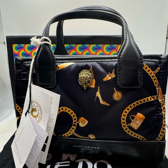 Kurt Geiger Handbags - Kurt Geiger Mini Navy Crossbody Tote with Gold Chain Accents BNIB with Box